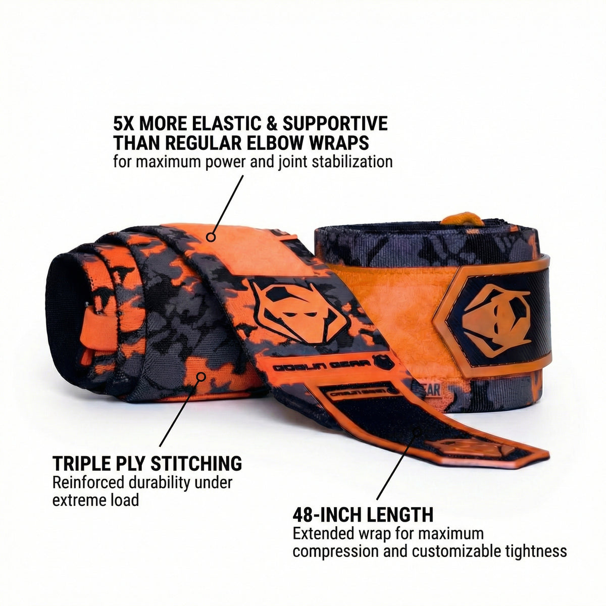 Goblin Gear MUTATED 48" 5x Super Heavy Duty Elbow Wraps Blazin' – product photo 3 of 6