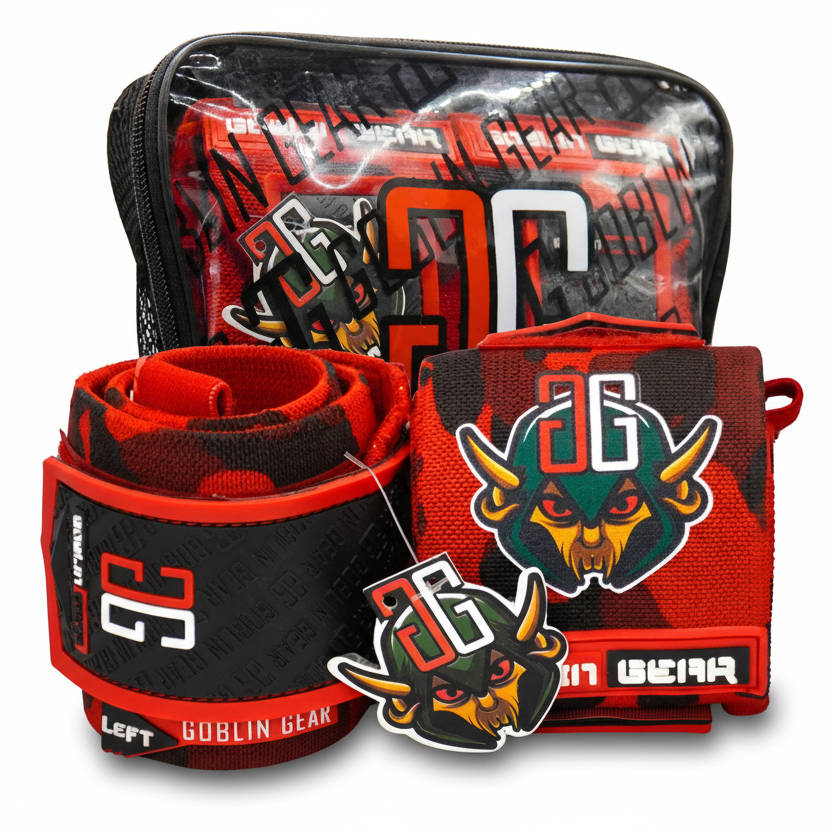 Goblin Gear RETRO 20" 3x Super Heavy Duty Wrist Wraps (Red Camo) β product photo 2 of 28