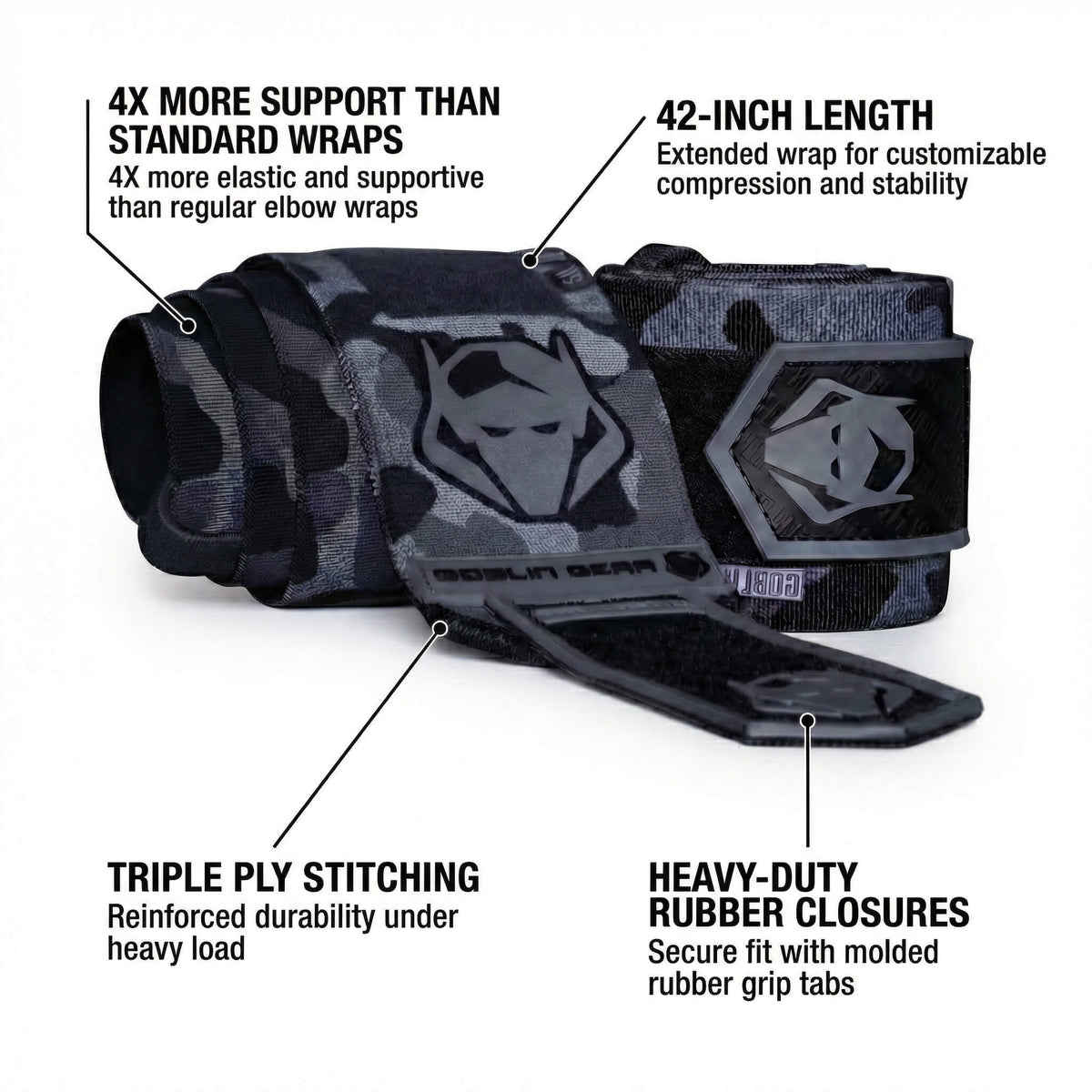 Goblin Gear 42" 4x Super Heavy Duty Elbow Wraps Incognito – product photo 3 of 5