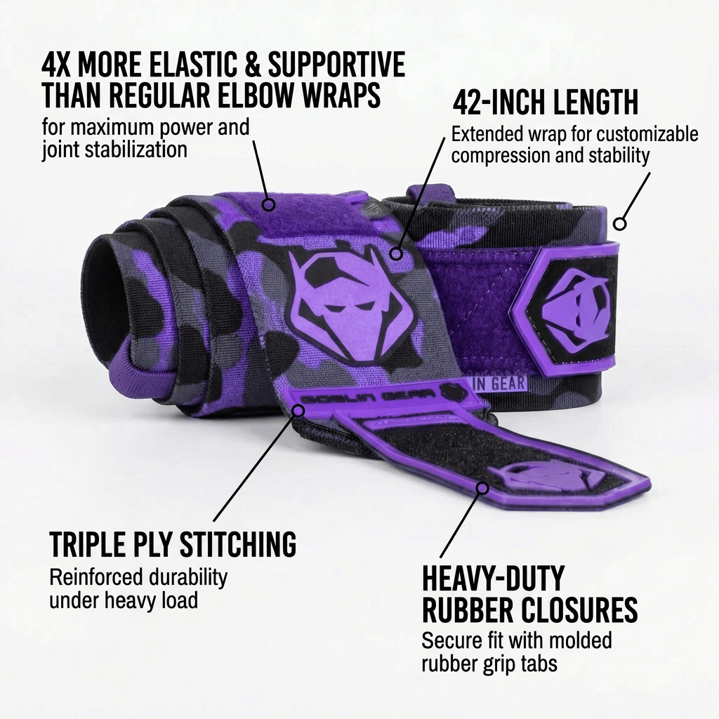 Goblin Gear 42" 4x Super Heavy Duty Elbow Wraps Midnight Purple – product photo 3 of 4