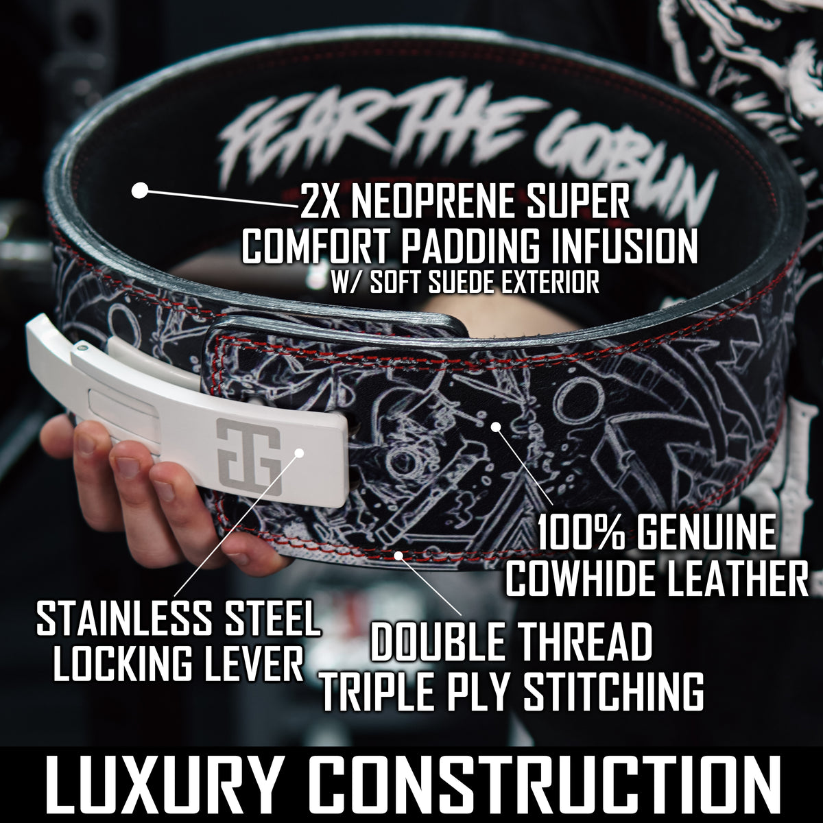 Goblin Gear 13mm 2x Super-Cushion Infused Lever Belt (100% Genuine Cowhide Leather) – product photo 2 of 12