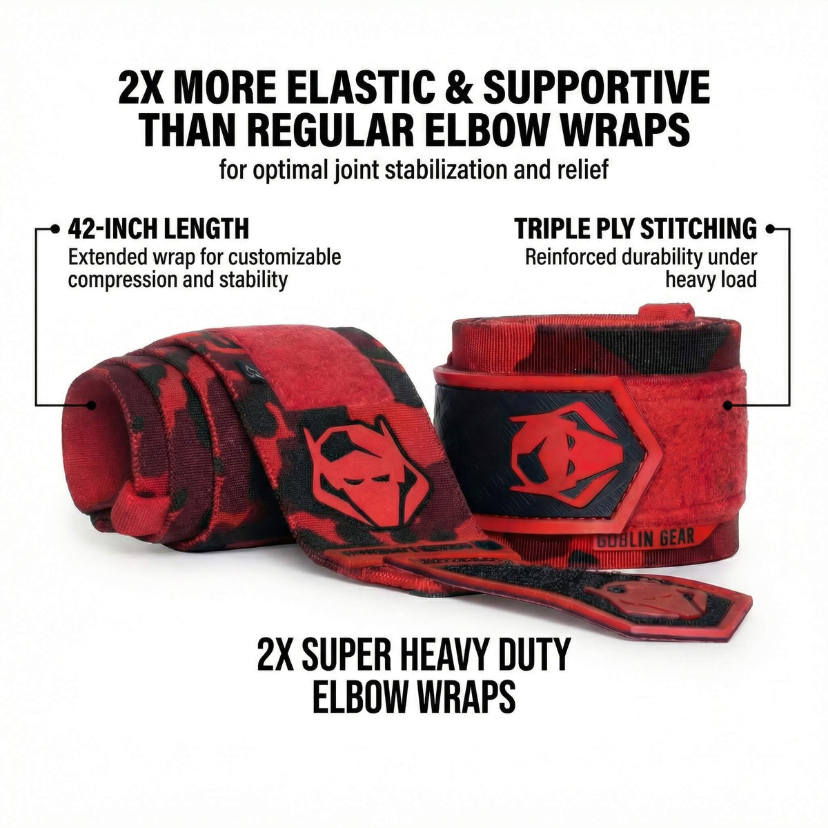 Goblin Gear 42" 2x Super Heavy Duty Elbow Wraps Inferno – product photo 3 of 6