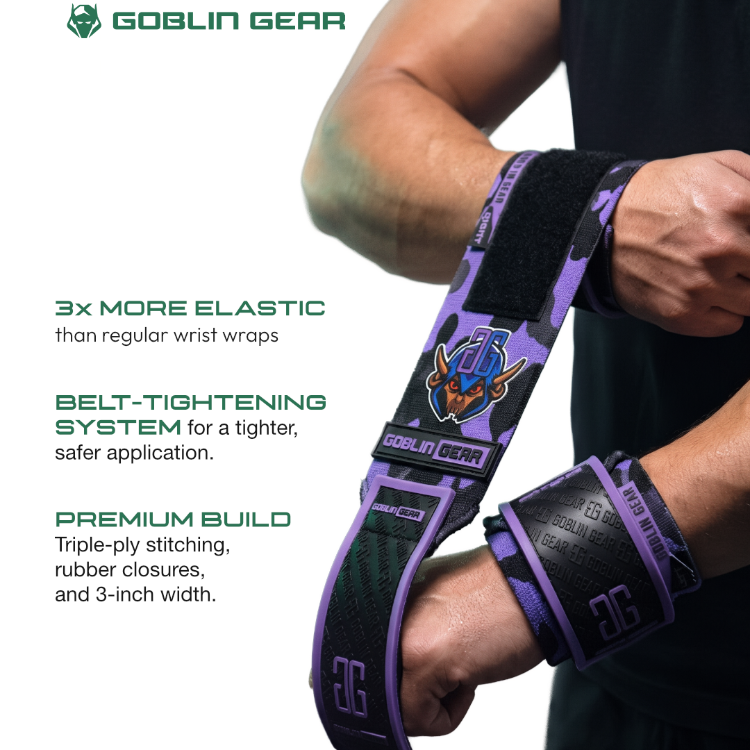 RETRO Goblin Gear 20" 3x Super Heavy Duty Wrist Wraps Midnight Purple – retro series product graphic
