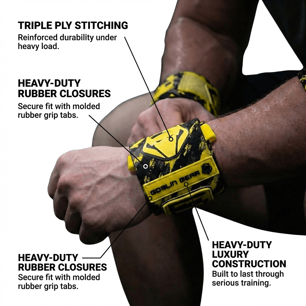 Goblin Gear 20" 3x Super Heavy Duty Wrist Wraps Cracked Sun – product photo 2 of 5